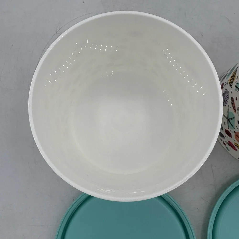 Tupperware Food‎ Storage Utopic Shore Mini 2 Cups Shell Sea Ocean White Set of 2